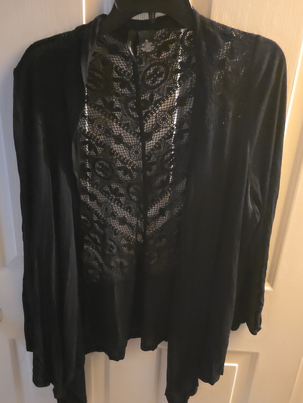 new directions Black Lace-Back Open Cardigan